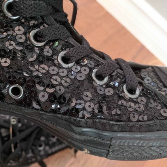 Sequin Sparkly Back Converse High Tops - Picture 9 of 9